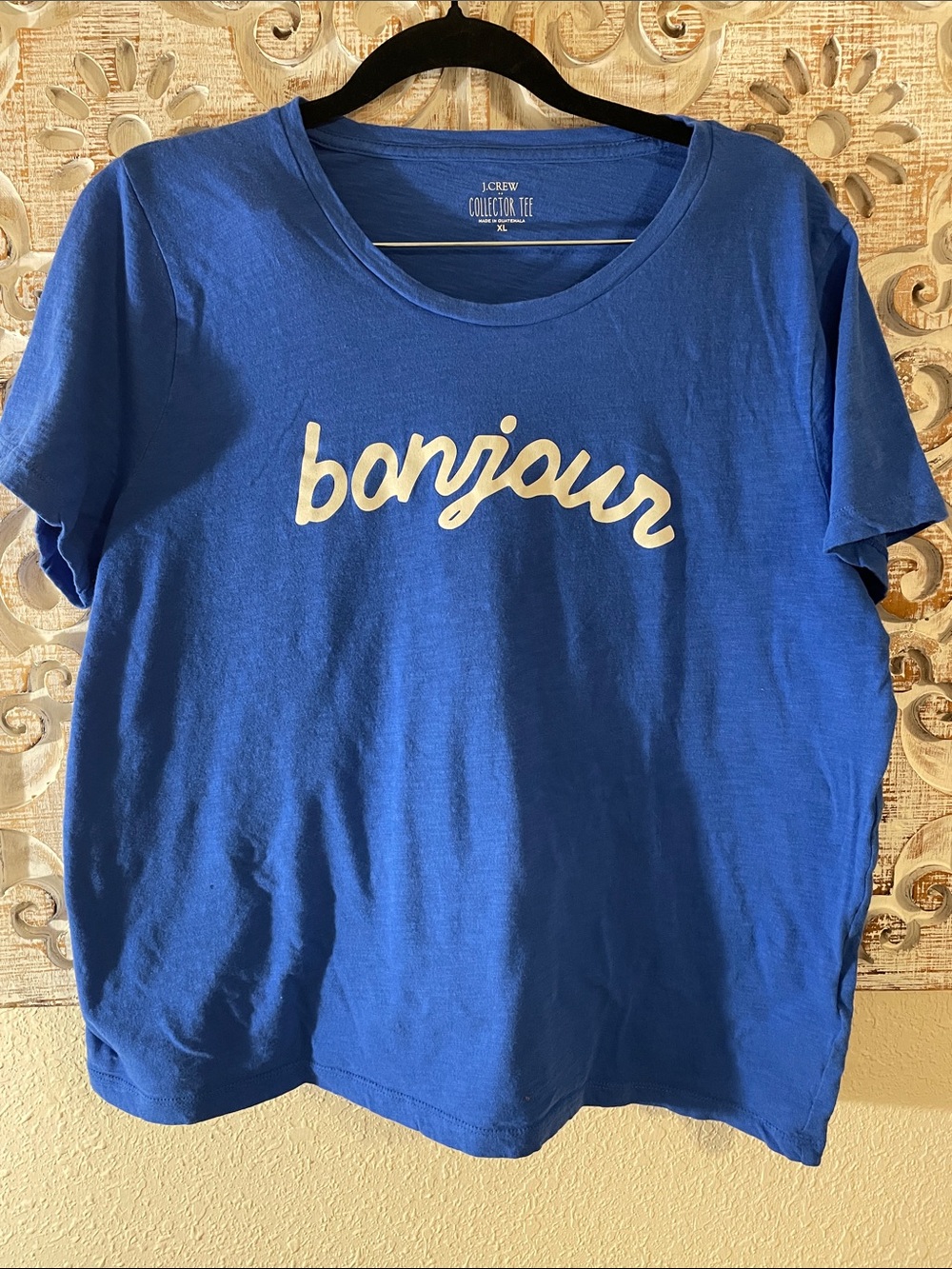 J. Crew Navy Tee with Gold Logo Print
